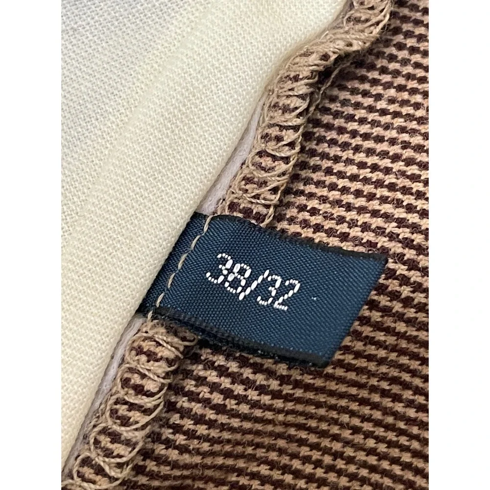 Polo Ralph Lauren Houndstooth Dress‎ Pants 38x32 Brown Pleated Cuffed Trousers